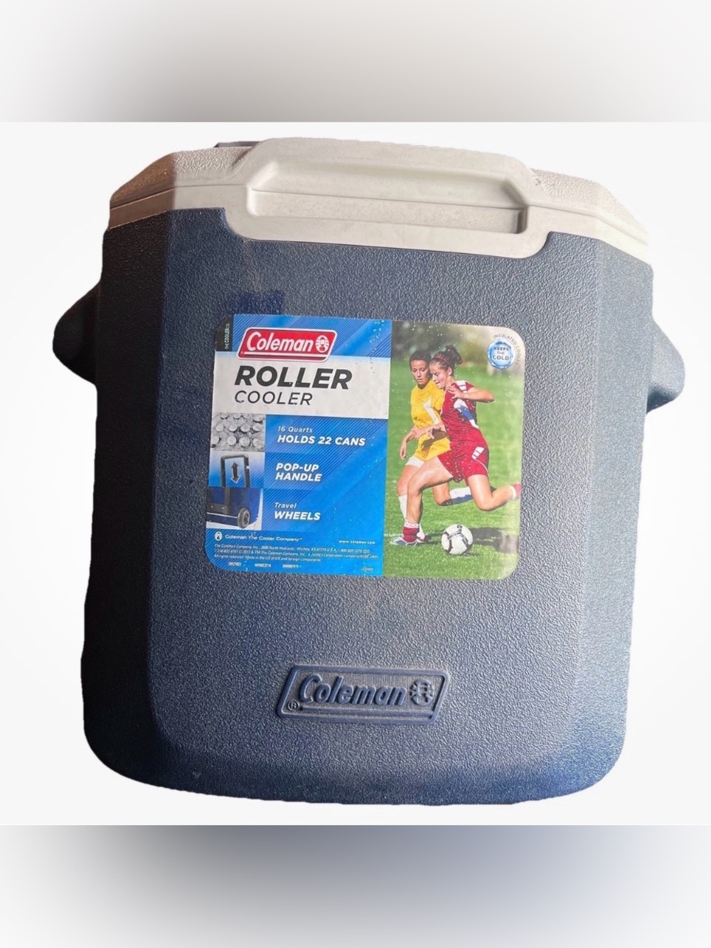 Coleman 16 Qt Wheeled Cooler Performance Roller Cooler Navy Gray Portable